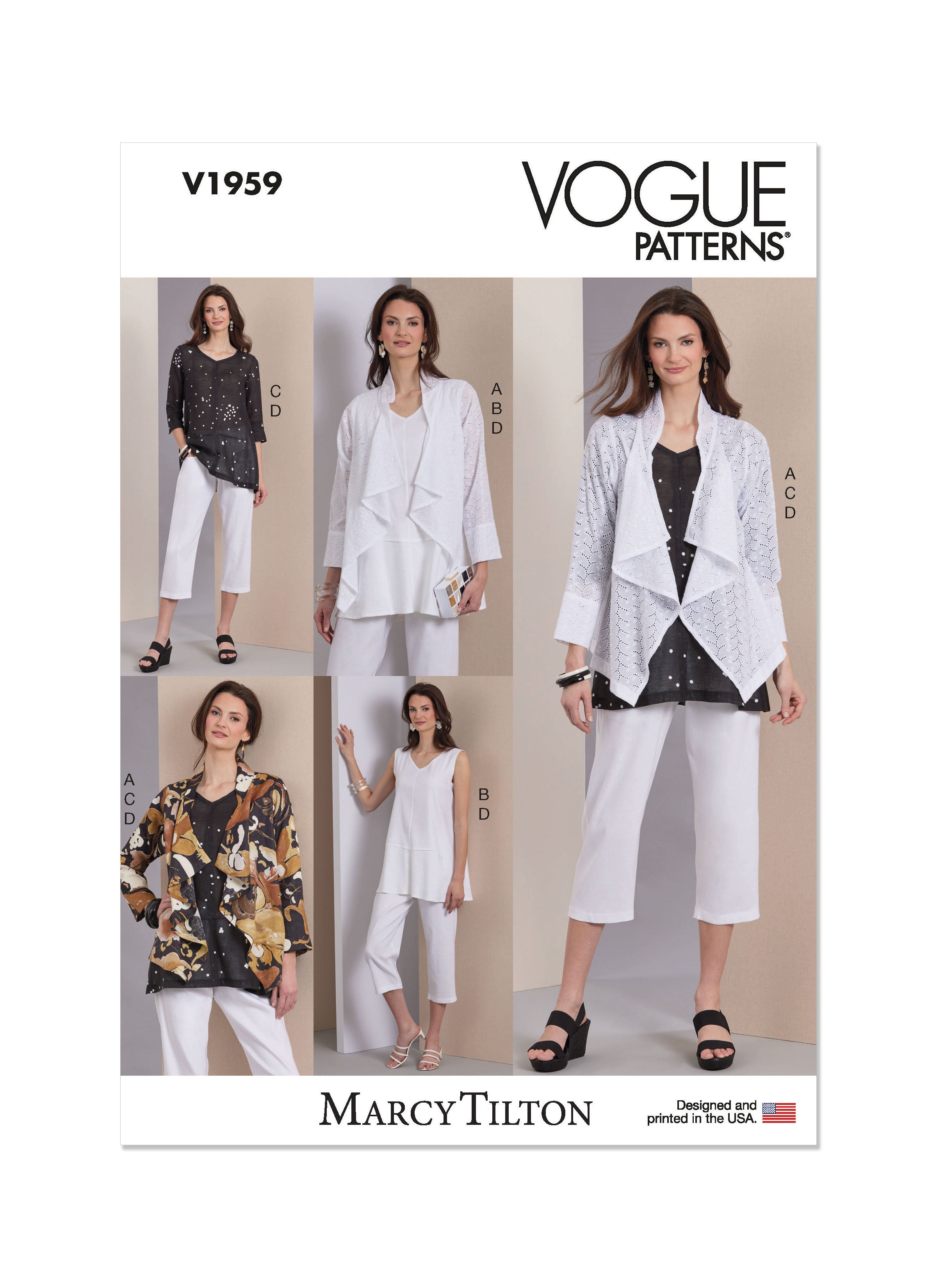 Vogue sewing pattern 1959 Jacket, Tunics and Pants by Marcy Tilton from Jaycotts Sewing Supplies