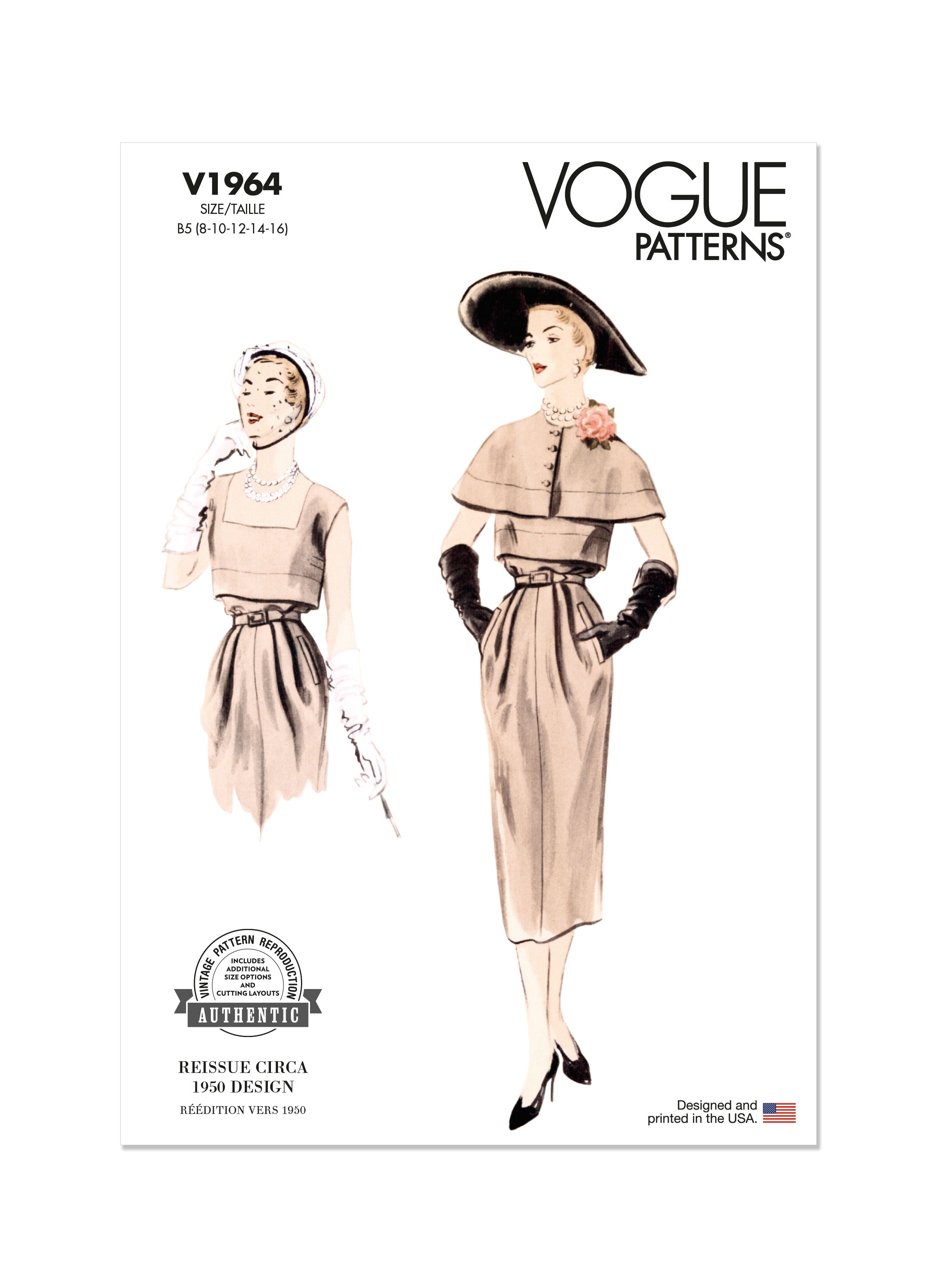 Vogue Sewing Pattern 1964 Misses' Dress and Capelet from Jaycotts Sewing Supplies