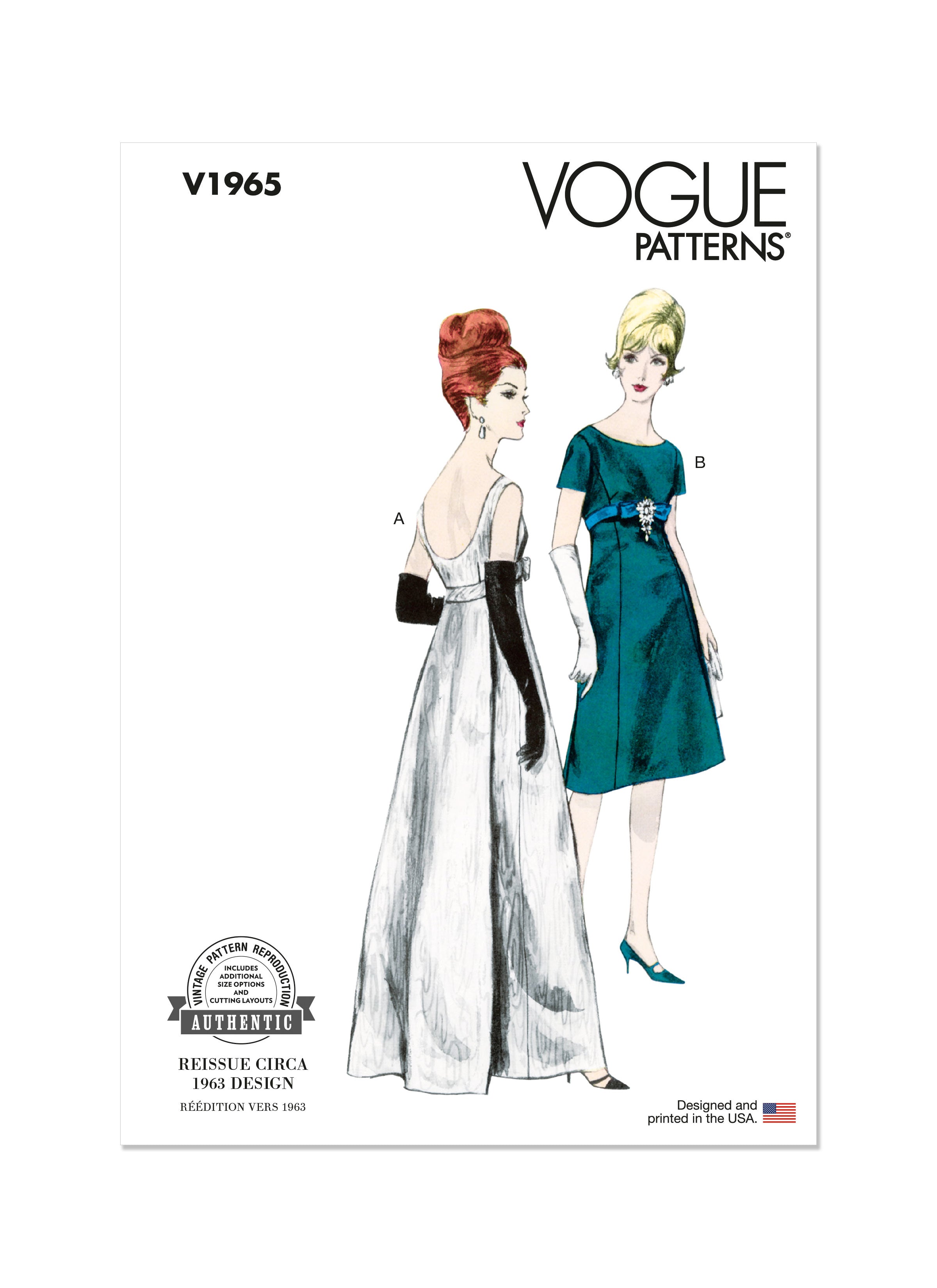 Vogue Sewing Pattern 1965 Misses' One Piece Evening Dress from Jaycotts Sewing Supplies