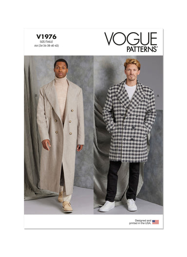Vogue Sewing Pattern 1976 Men's Coat in Two Lengths from Jaycotts Sewing Supplies