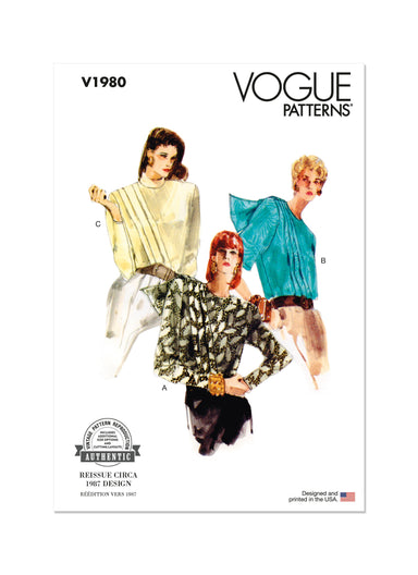 Vogue Sewing Pattern 1980 Misses' Blouse from Jaycotts Sewing Supplies