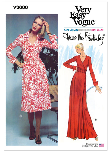 Vogue Sewing Pattern 2000 Classic DVF Wrap Dress by Diane Von Furstenberg from Jaycotts Sewing Supplies