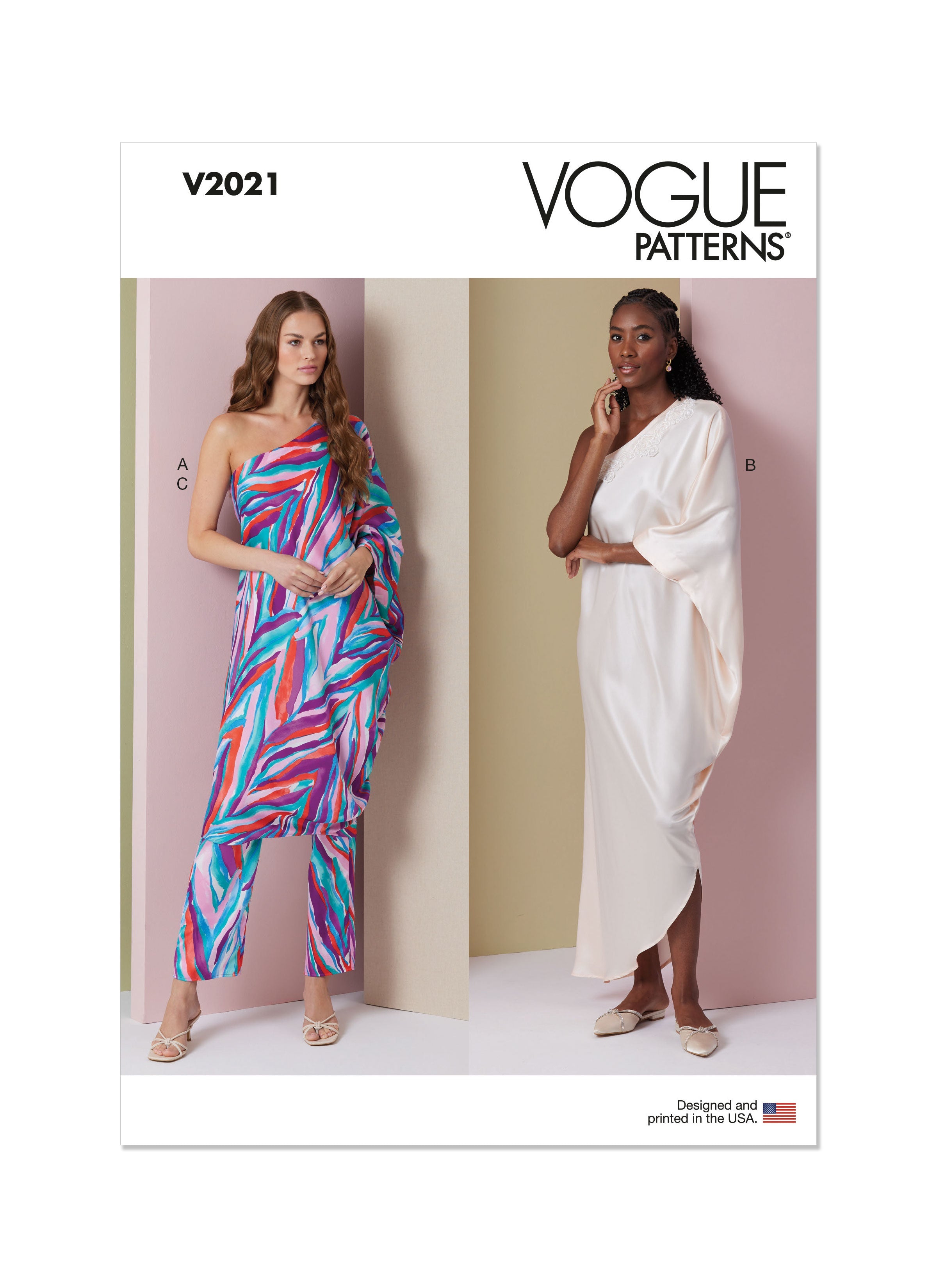 Vogue Sewing Pattern 2021 Misses' One Shoulder Dress and Pants from Jaycotts Sewing Supplies