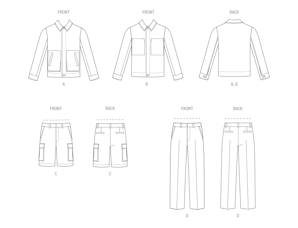 Vogue Sewing Pattern 2022 Men's Jackets, Shorts and Trousers from Jaycotts Sewing Supplies