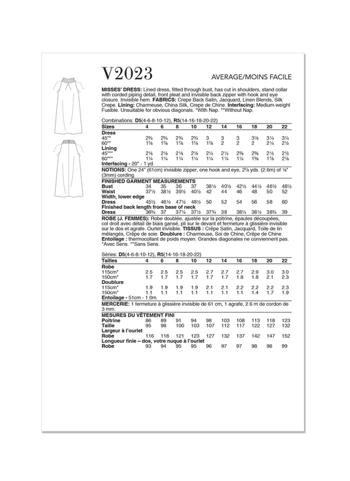 Vogue sewing pattern 2023 Dress by Tom & Linda Platt Inc from Jaycotts Sewing Supplies