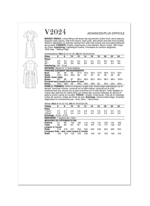 Vogue sewing pattern 2024 Dress by Rachel Comey from Jaycotts Sewing Supplies