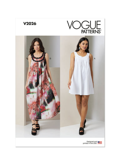 Vogue sewing pattern 2026 Tent Dress in Two Lengths from Jaycotts Sewing Supplies