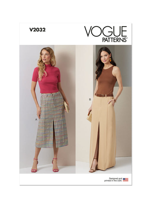 Vogue sewing pattern 2032 Skirt in Two Lengths from Jaycotts Sewing Supplies