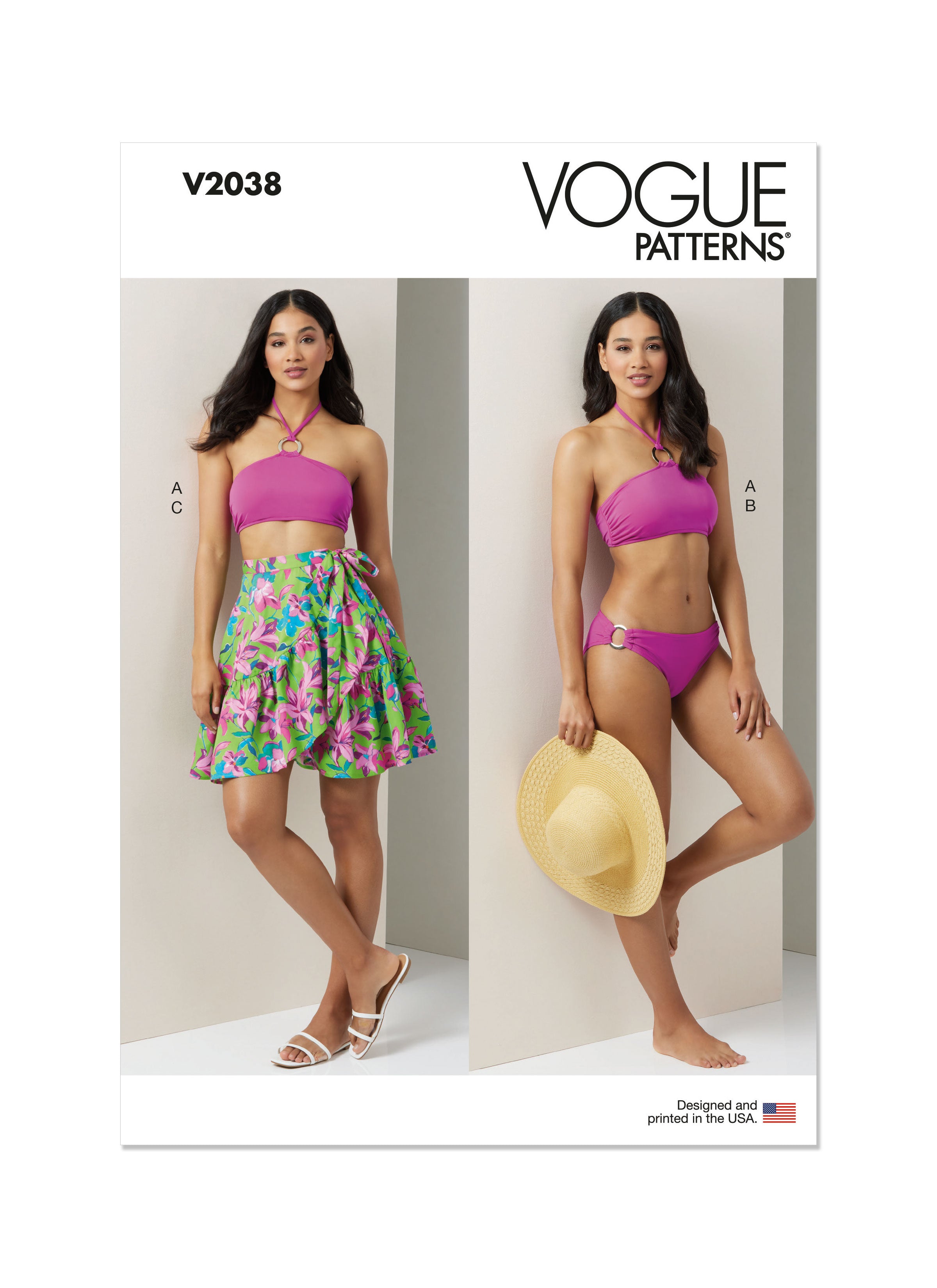 Vogue sewing pattern 2038 Bikini and Sarong from Jaycotts Sewing Supplies