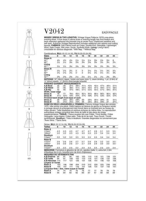 Vogue sewing pattern 2042 Dress In Two Lengths from Jaycotts Sewing Supplies