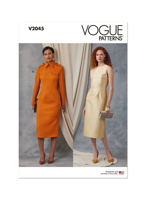 Vogue Sewing Pattern 2045 Dress with Collar and Sleeve Variations from Jaycotts Sewing Supplies