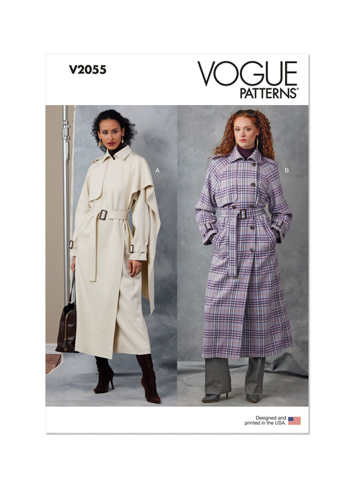 Vogue Sewing Pattern 2055 Trench Coats and Belt from Jaycotts Sewing Supplies