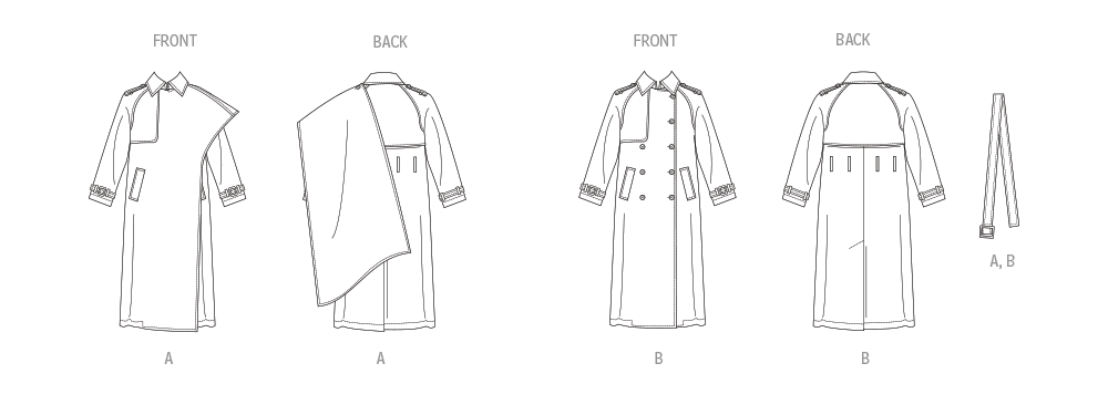 Vogue Sewing Pattern 2055 Trench Coats and Belt from Jaycotts Sewing Supplies