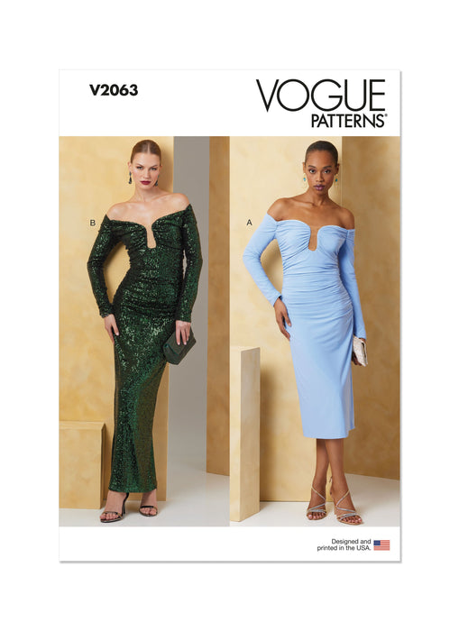 Vogue Sewing Pattern 2063 Evening Dress in Two Lengths from Jaycotts Sewing Supplies