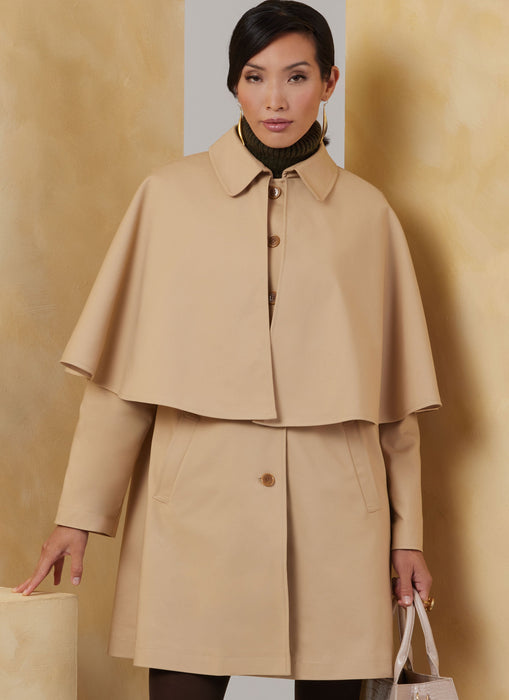 Vogue Sewing Pattern 2074 Misses' Cape Coat in Two Lengths from Jaycotts Sewing Supplies