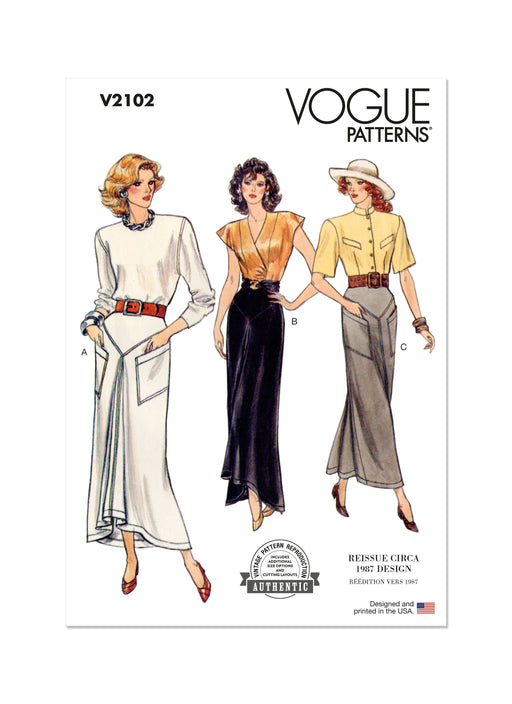 Vogue Sewing Pattern 2102 Vintage 1980's Skirts from Jaycotts Sewing Supplies