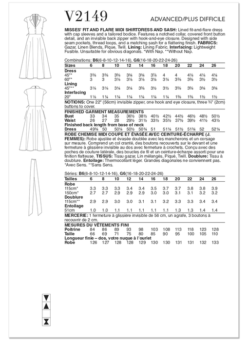 Vogue Patterns 2149 Fit and Flare Midi Shirtdress and Sash by Badgley Mischka from Jaycotts Sewing Supplies