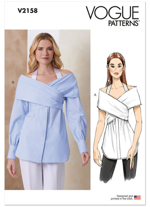 Vogue Patterns 2158 Misses' Draped Top with Sleeve Variations from Jaycotts Sewing Supplies