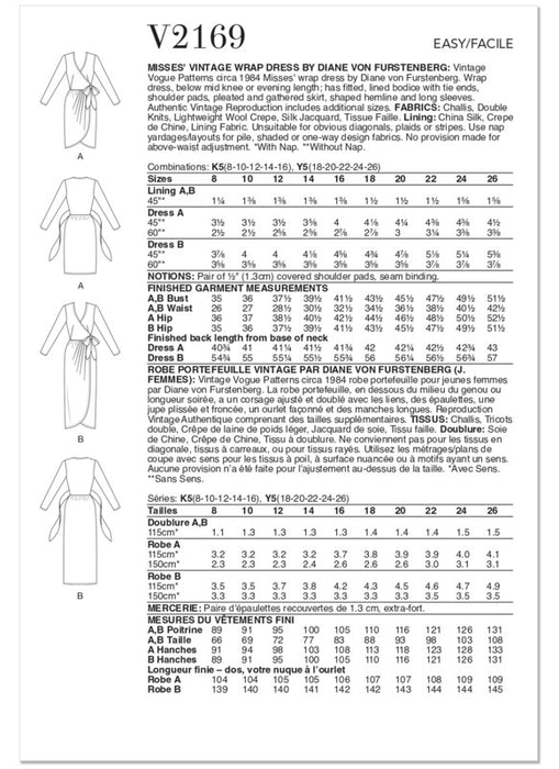 Vogue Patterns 2169 Vintage Wrap Dress by Diane von Furstenberg from Jaycotts Sewing Supplies