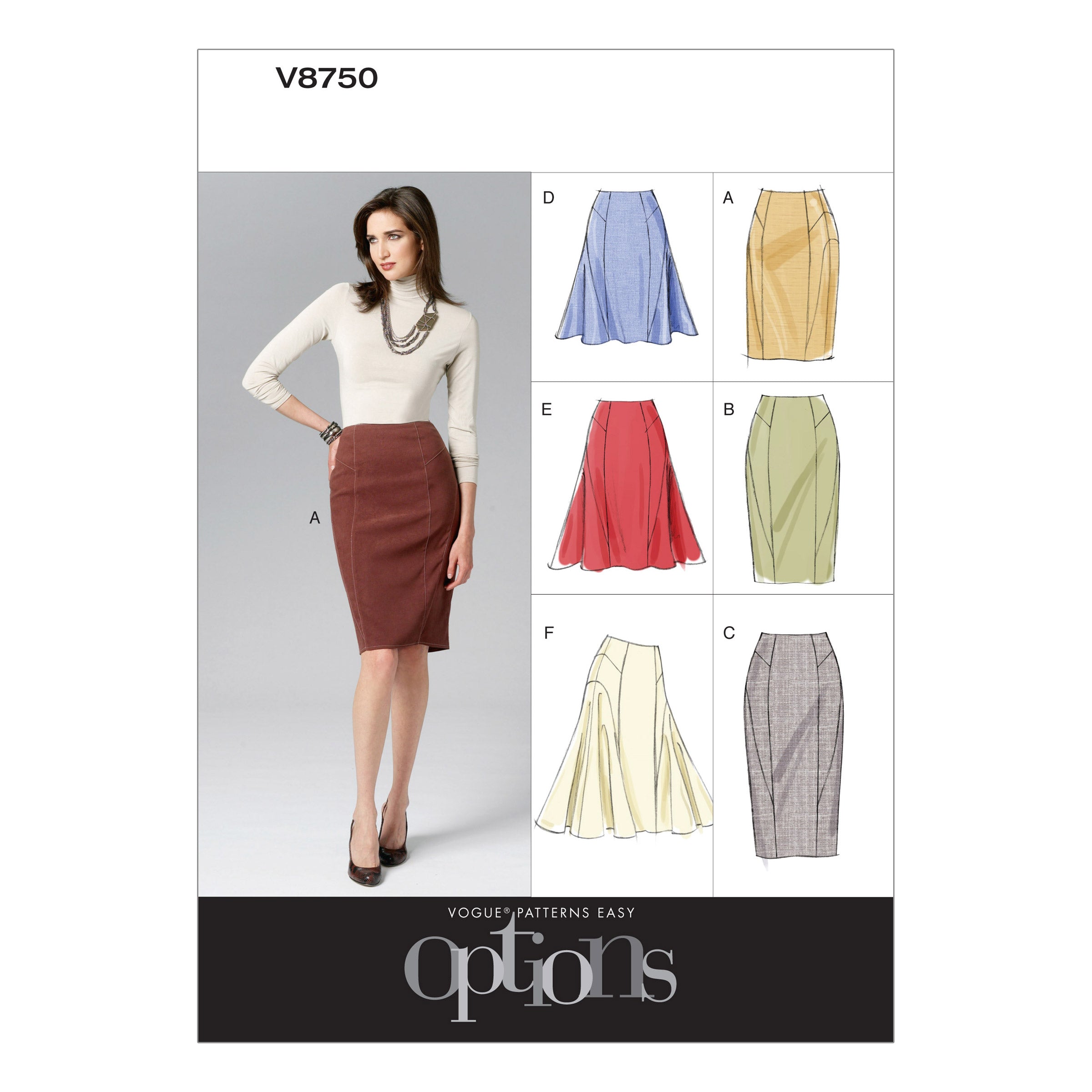 Vogue Pattern 8750 Misses' Skirt | Easy from Jaycotts Sewing Supplies