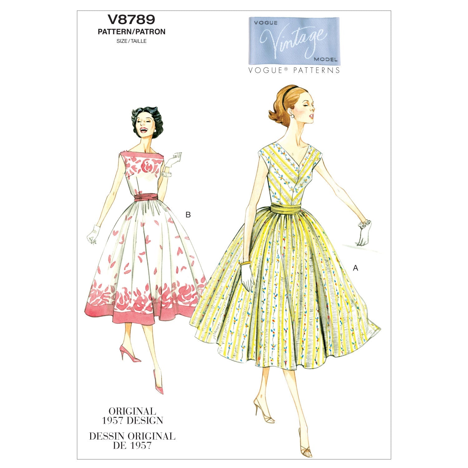 Vogue Pattern 8789 Vintage 1957 Dress and Cummerbund | Easy from Jaycotts Sewing Supplies