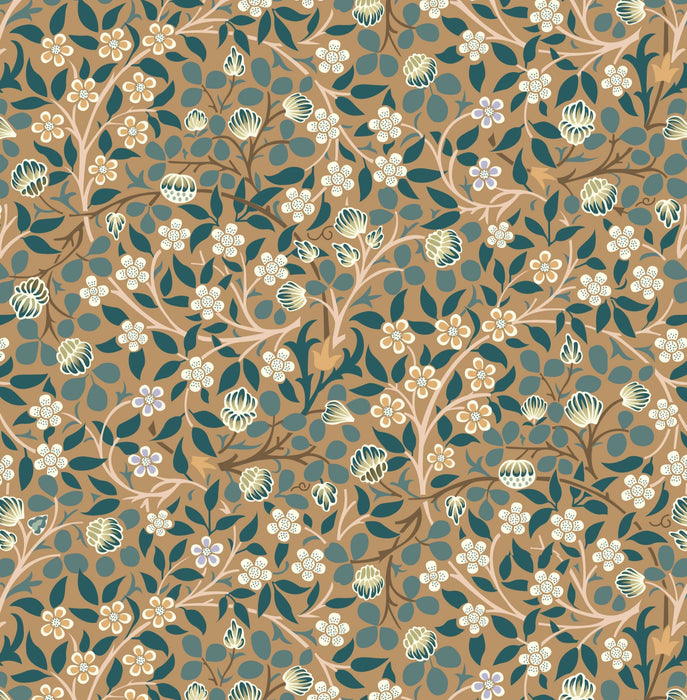 William Morris Kelmscott Garden Organic Cotton Fabric, Clover Mural from Jaycotts Sewing Supplies
