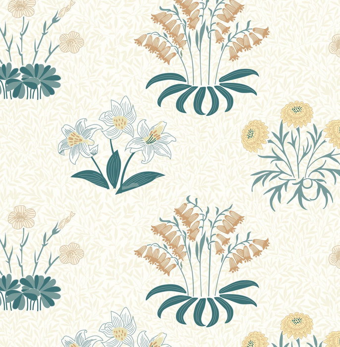 William Morris Kelmscott Garden Organic Cotton Fabric, Lily from Jaycotts Sewing Supplies