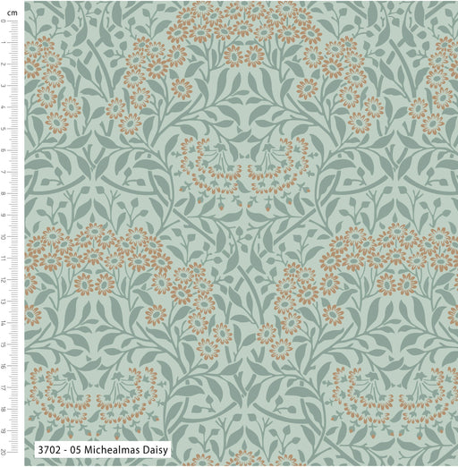 William Morris Kelmscott Garden Organic Cotton Fabric, Michaelmas Daisy from Jaycotts Sewing Supplies