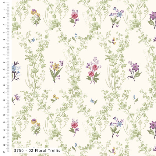 Pressed In Time Organic Cotton Fabric, Floral Trellis from Jaycotts Sewing Supplies