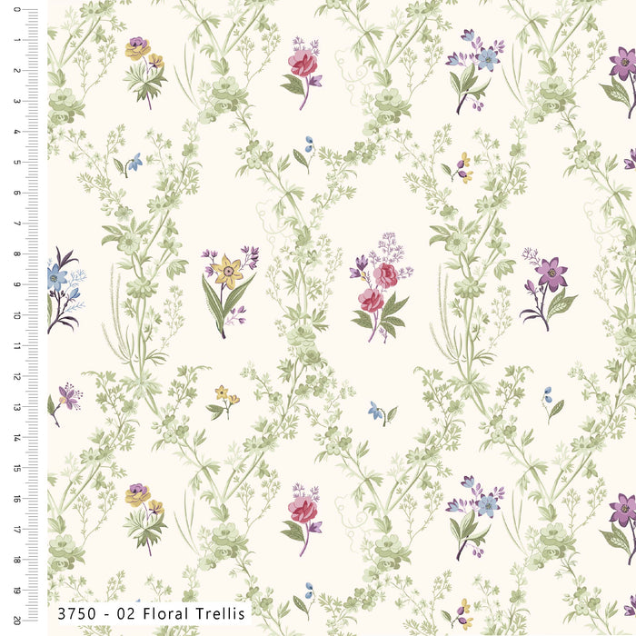 Pressed In Time Organic Cotton Fabric, Floral Trellis from Jaycotts Sewing Supplies