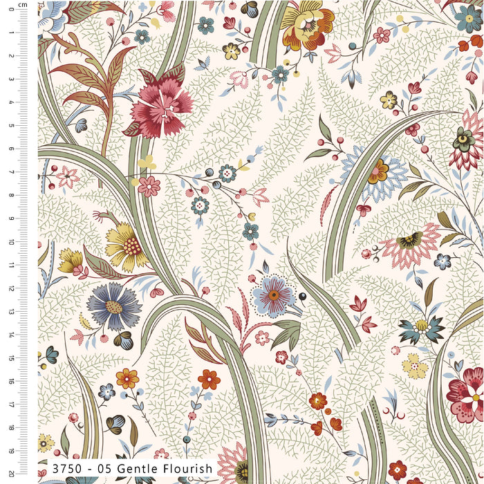 Pressed In Time Organic Cotton Fabric, Gentle Flourish from Jaycotts Sewing Supplies