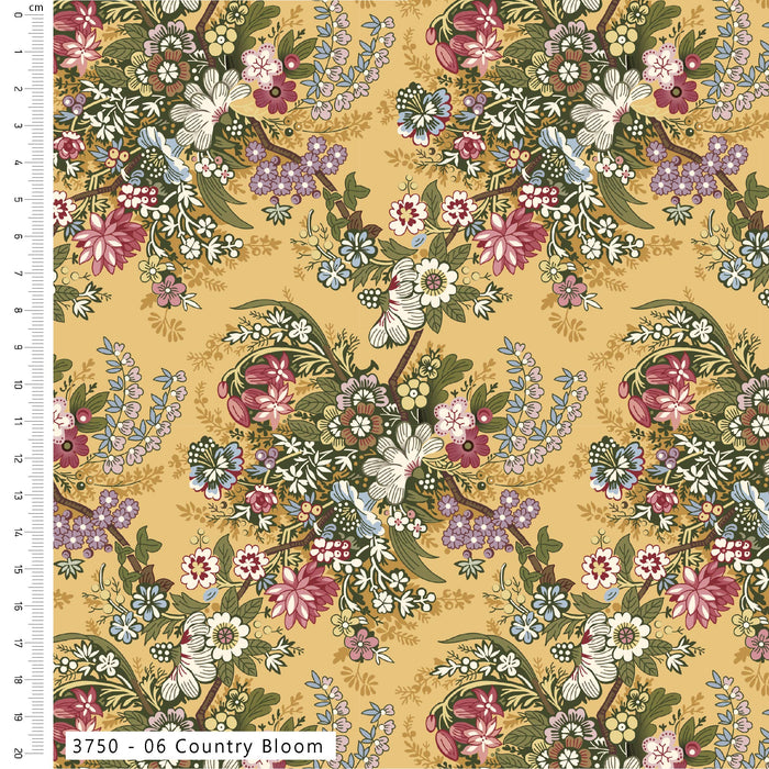 Pressed In Time Organic Cotton Fabric, Country Bloom from Jaycotts Sewing Supplies