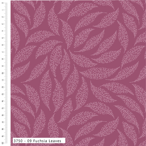 Pressed In Time Organic Cotton Fabric, Fuchsia Leaves from Jaycotts Sewing Supplies
