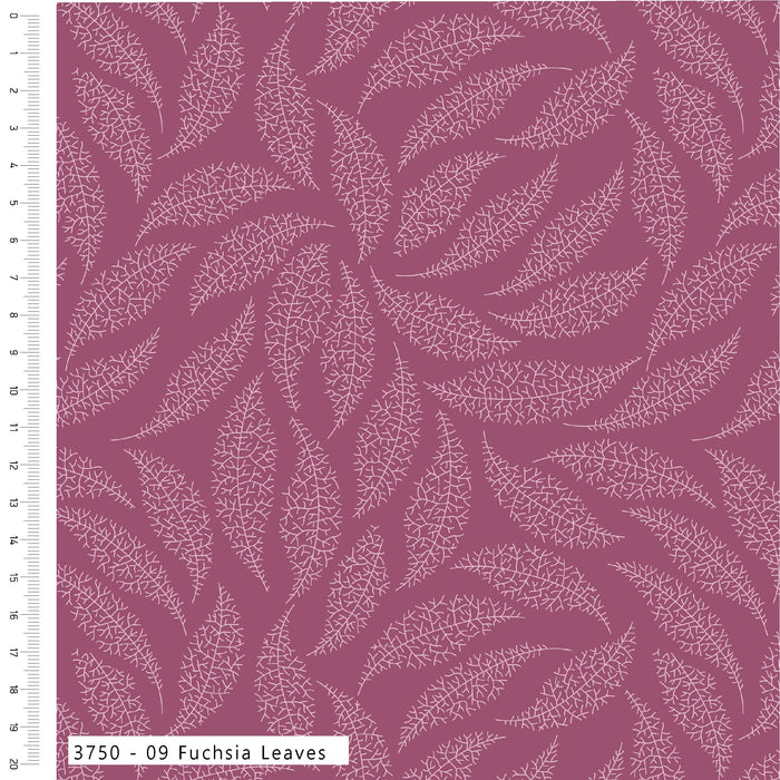 Pressed In Time Organic Cotton Fabric, Fuchsia Leaves from Jaycotts Sewing Supplies