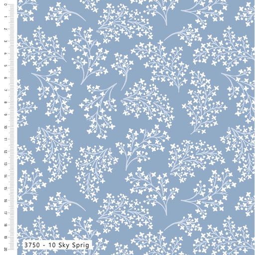 Pressed In Time Organic Cotton Fabric, Sky Sprig from Jaycotts Sewing Supplies