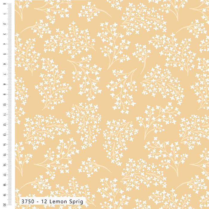 Pressed In Time Organic Cotton Fabric, Lemon Sprig from Jaycotts Sewing Supplies