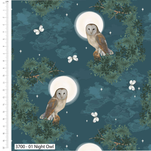 Woodland Wanderers Organic Cotton Fabric, Night Owl from Jaycotts Sewing Supplies