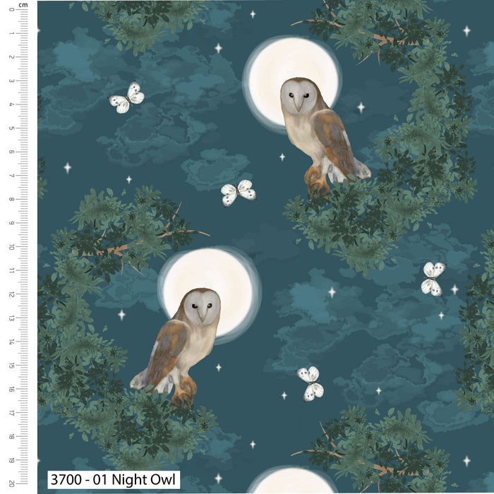 Woodland Wanderers Organic Cotton Fabric, Night Owl from Jaycotts Sewing Supplies
