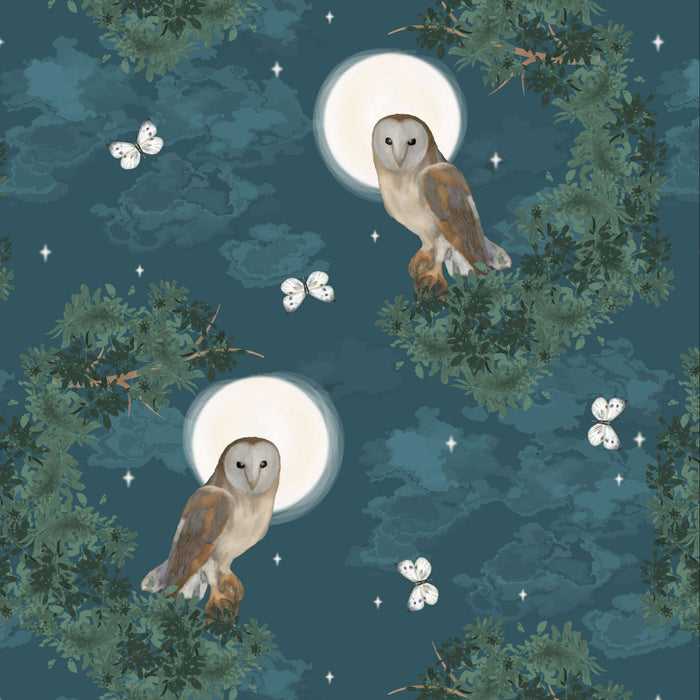 Woodland Wanderers Organic Cotton Fabric, Night Owl from Jaycotts Sewing Supplies