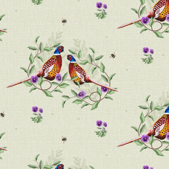 Woodland Wanderers Organic Cotton Fabric, Settled Pheasants from Jaycotts Sewing Supplies