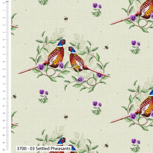 Woodland Wanderers Organic Cotton Fabric, Settled Pheasants from Jaycotts Sewing Supplies