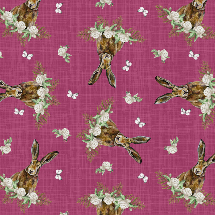 Woodland Wanderers Organic Cotton Fabric, Rosy Hare from Jaycotts Sewing Supplies
