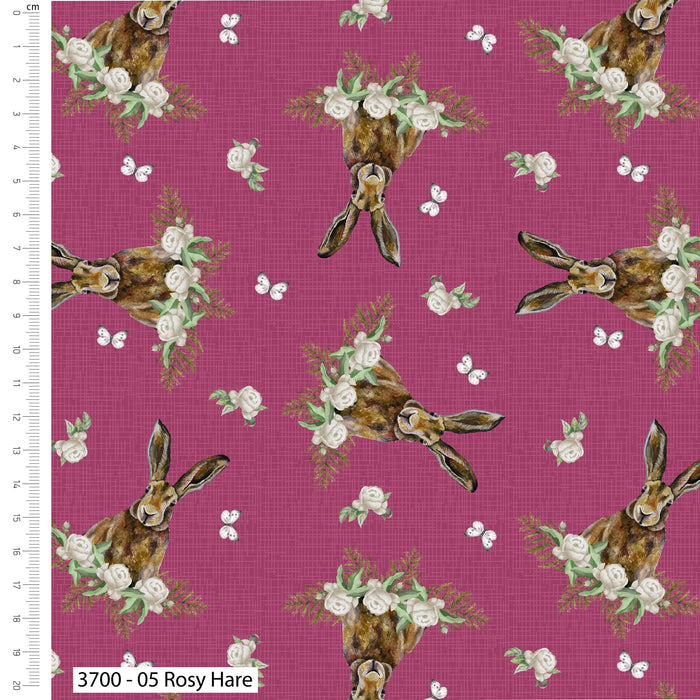 Woodland Wanderers Organic Cotton Fabric, Rosy Hare from Jaycotts Sewing Supplies