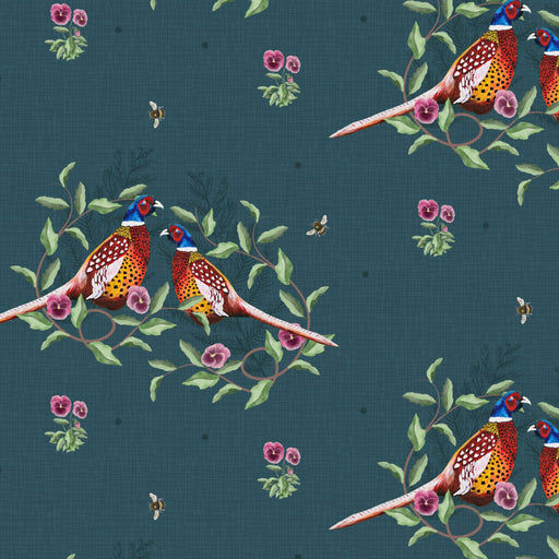 Woodland Wanderers Organic Cotton Fabric, Resting Pheasants from Jaycotts Sewing Supplies