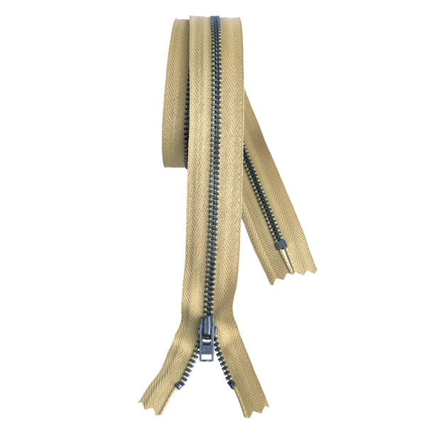 YKK Metal Dress Zip | antique brass teeth — jaycotts.co.uk
