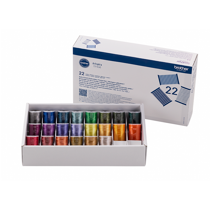 Brother Embroidery Thread Set - Box of 22 Reels from Jaycotts Sewing Supplies