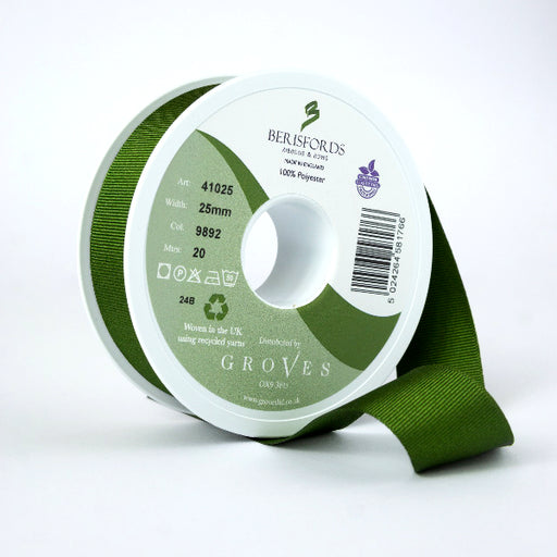 Berisfords Grosgrain Ribbon - Moss from Jaycotts Sewing Supplies