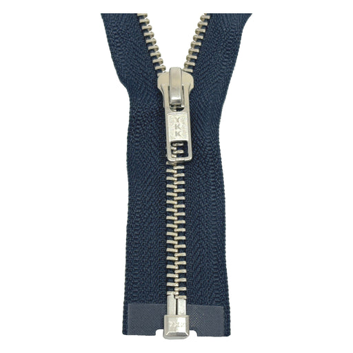 YKK Open End Zip Silver Teeth | Navy from Jaycotts Sewing Supplies