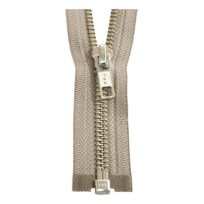 YKK Open End Zip Silver Teeth | Beige from Jaycotts Sewing Supplies