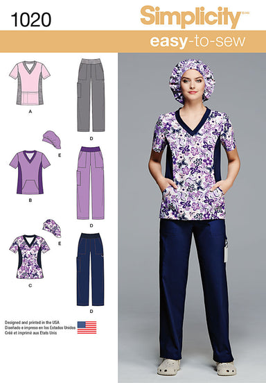 Simplicity Pattern 1020 Misses' and Plus Size Scrubs from Jaycotts Sewing Supplies